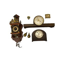 Two striking mantle clocks, Zadam wall clock and two small mantle clocks