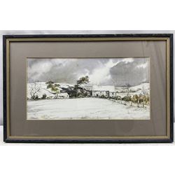 John Freeman (British 1942-): Snowy Landscapes, pair watercolours signed and dated ‘77, 17cm x 34cm (2)