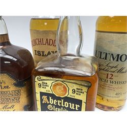 Five Single Malt Scotch Whiskys, including Aberlour Glenlivet 9 year old, Tamnavulin Glenlivet, Bruichladdich etc, various contents and proof (5)