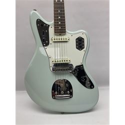 Fender Jaguar electric guitar, American Custom Shop vintage re-issue, probably in seafoam green, with tremolo arm, serial no.V1317106, L101cm; in American G&G Fender fitted hard case with paperwork