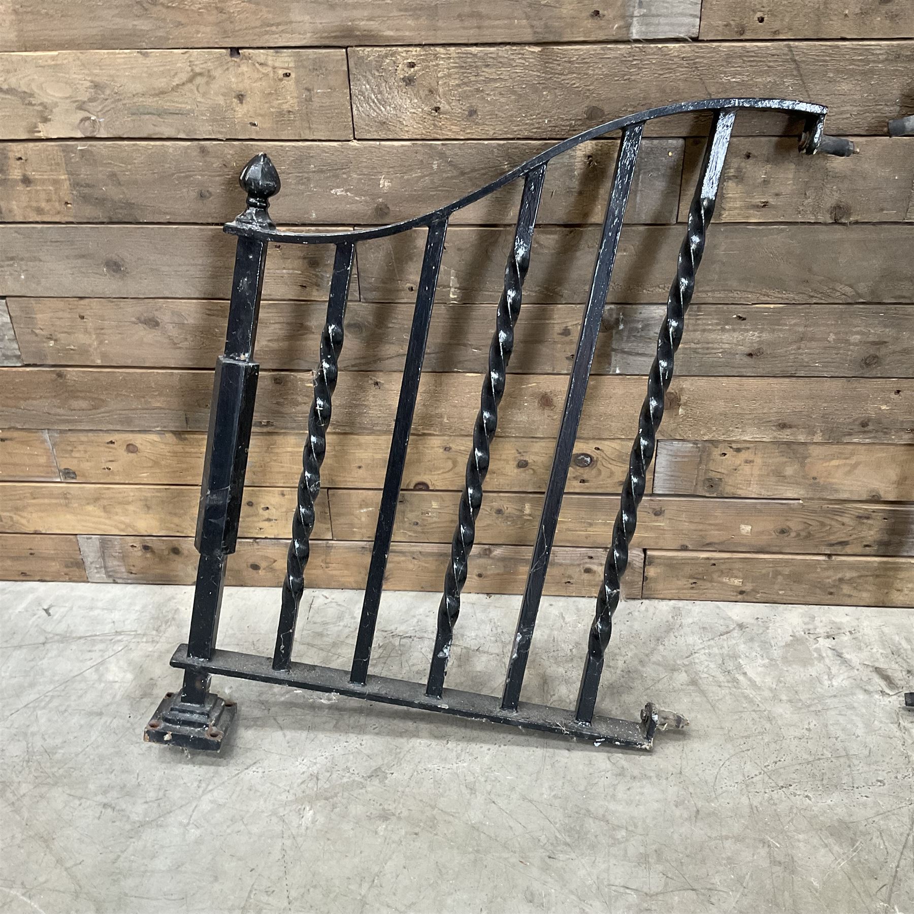 Set of wrought cast iron handrails in a black finish,