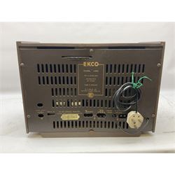 1955 Pye Fenman II valve radio in walnut veneered case, W58cm, together with a 1950s McMichael Type 854 valve radio with Bakelite knobs, W47cm H39cm D24cm, and 1957 Ekco Type A320 radio in dark walnut veneered case (3)