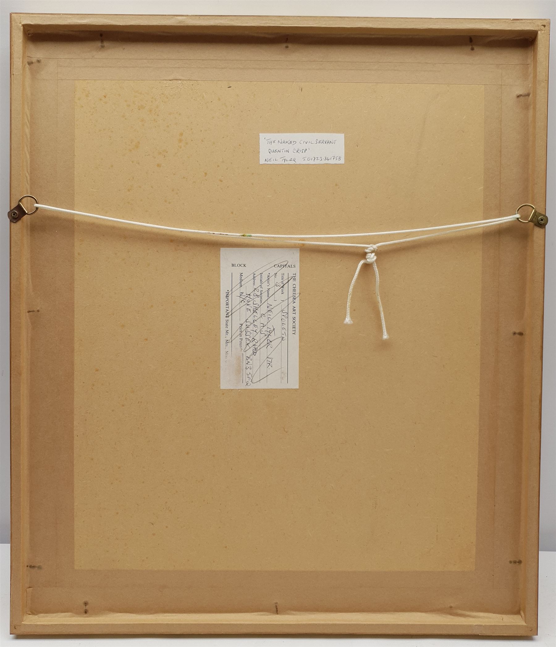 Neil Tyler (British 1945-): 'Quentin Crisp - The Naked Civil Servant', pencil signed titled and dated 1976, titled verso 32cm x 25cm