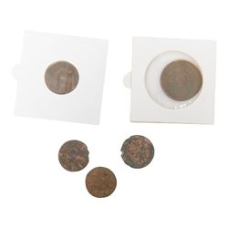 Five early Scottish coins, Charles II bawbees and turners, etc