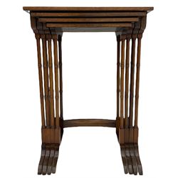 Georgian style walnut Quartetto nest of tables, inlaid and crossbanded top