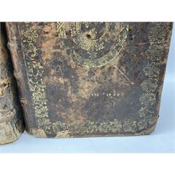 Three 17th century Lugduni (Lyon) printed books each with engraved title page in red and black comprising R.P. Corn Cornelii A Lapide .... Tomus Primus. 1690; R.P. Cornelii Cornelii A Lapide .... 1683; and Hortus Pastorum Sacrae Doctrinae Floribus Polymitus .... 1668. All folio with full calf bindings (3)
