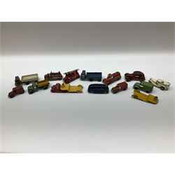Charbens - fourteen unboxed and playworn pre-war and post-war die-cast models including two Mechanical Horses, Single Deck Coach, Petrol Tanker, Ambulance, Fire Engine, Low Loader, Tipper Lorry, two Royal Mail Vans etc