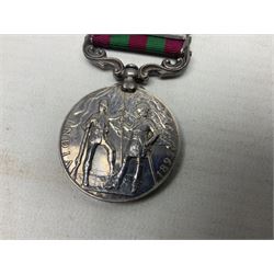 Victoria India General Service Medal with two clasps for Samana 1897 and Punjab Frontier 1897-98 awarded to 4779 Pte. A. Raeburne 2d. Bn. Ryl. Inf. Regt.; with ribbon