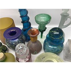 Mdina studio art glass horse paperweights and scent bottle, together with glass paperweights and other glass items 