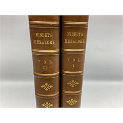 Nisbet Alexander: A System of Heraldry Speculative and Practical with the True Art of Blazon According to the Most approved Heralds in Europe[...], R. Fleming, Edinburgh, 1722, 1742, 2 vols, engraved plates, full calf binding re-backed using original boards 
