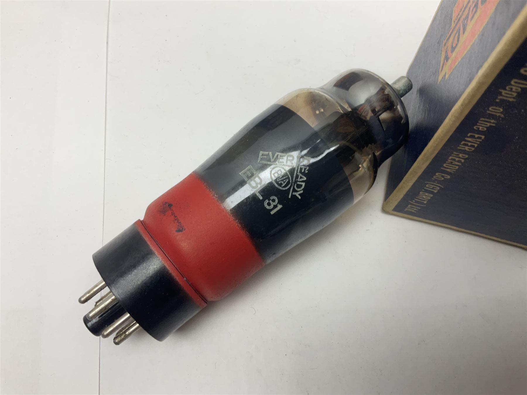 Five Ever Ready thermionic radio valves/vacuum tubes, comprising two EBL31, K40N, C36A, C50N, all in original boxes 