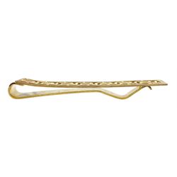 Gold Greek key design tie clip, stamped K18, approx 3.8gm