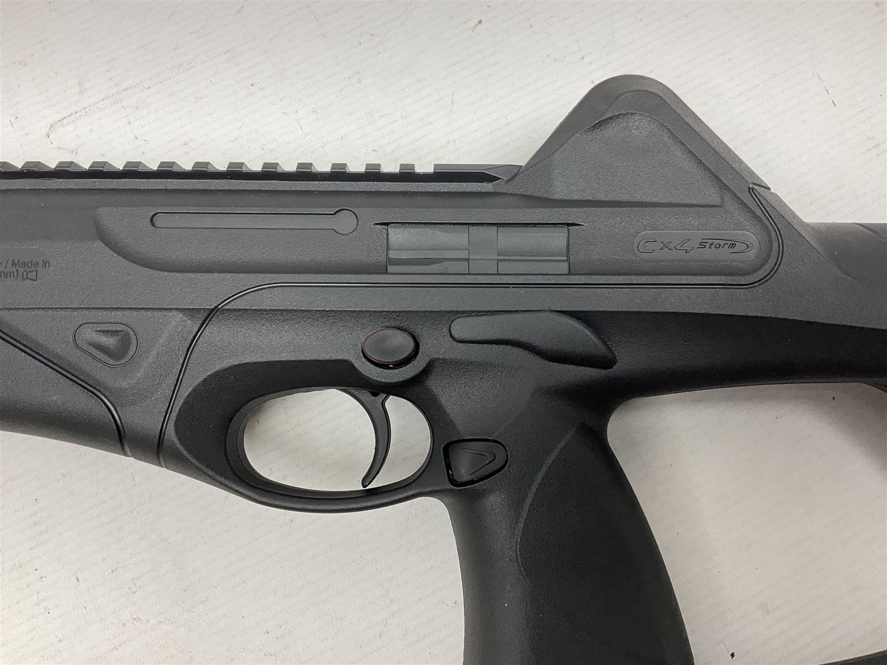 Beretta Cx4 Storm .177 CO2 rifle with Beretta 4 x 32 TriTac scope L78cm; in fitted hard carrying case with instructions, Umarex sound moderator, two magazines and 88g cylinder;Beretta Cx4 Storm .177 CO2 rifle with Hawke Red Dot 30 scope L78cm; in fitted hard carrying case with two magazines and 88g cylinder; NB: AGE RESTRICTIONS APPLY TO THE PURCHASE OF AIR WEAPONS.