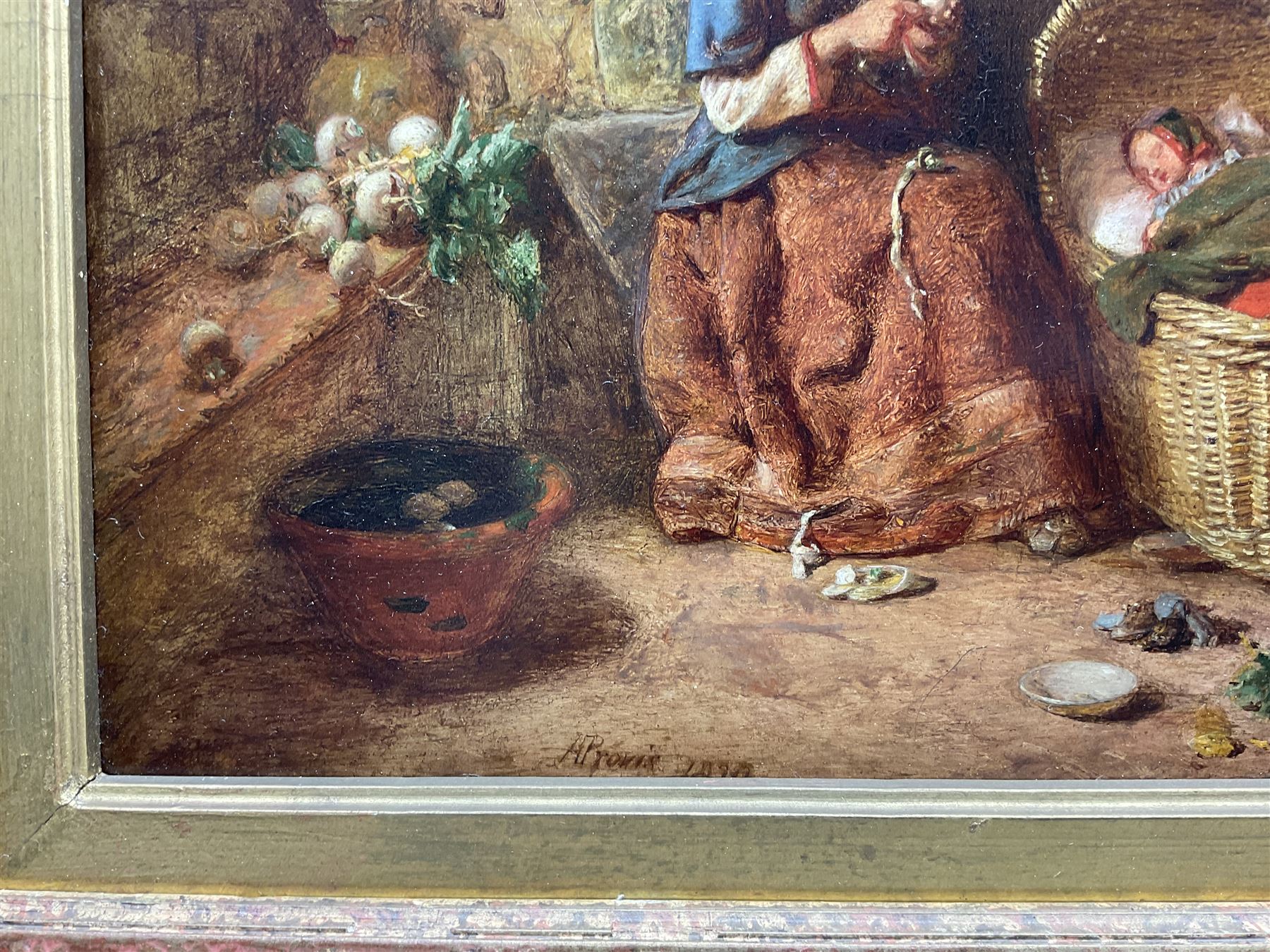Alfred Provis (British 1818-1890): Peeling Turnips, oil on panel signed and dated 1879, 26cm x 35cm 