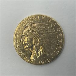 United States of America 1912 Indian head gold two and a half dollar coin