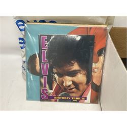 Thirty-one LP records including Everly brothers, Elvis Presley, Joe Walsh etc; and quantity of cassette tapes, etc