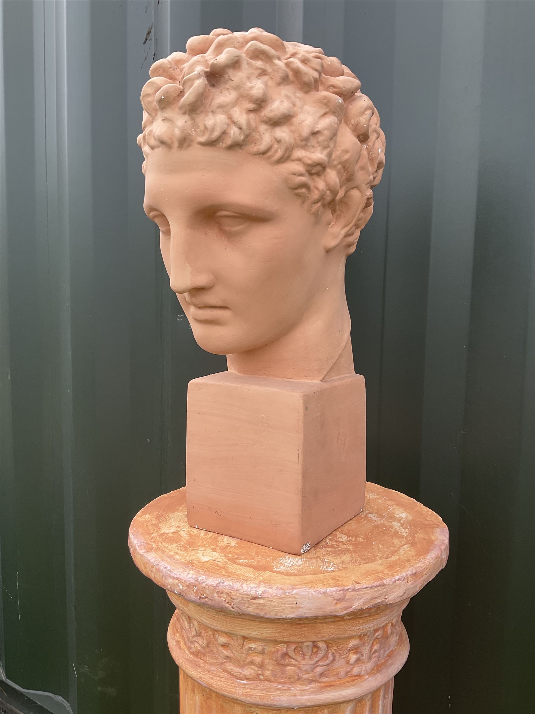 Bust on pedestal, plaster, female portrait  - THIS LOT IS TO BE COLLECTED BY APPOINTMENT FROM DUGGLEBY STORAGE, GREAT HILL, EASTFIELD, SCARBOROUGH, YO11 3TX