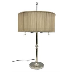 Chrome candelabra style table lamp with shade, H76cm