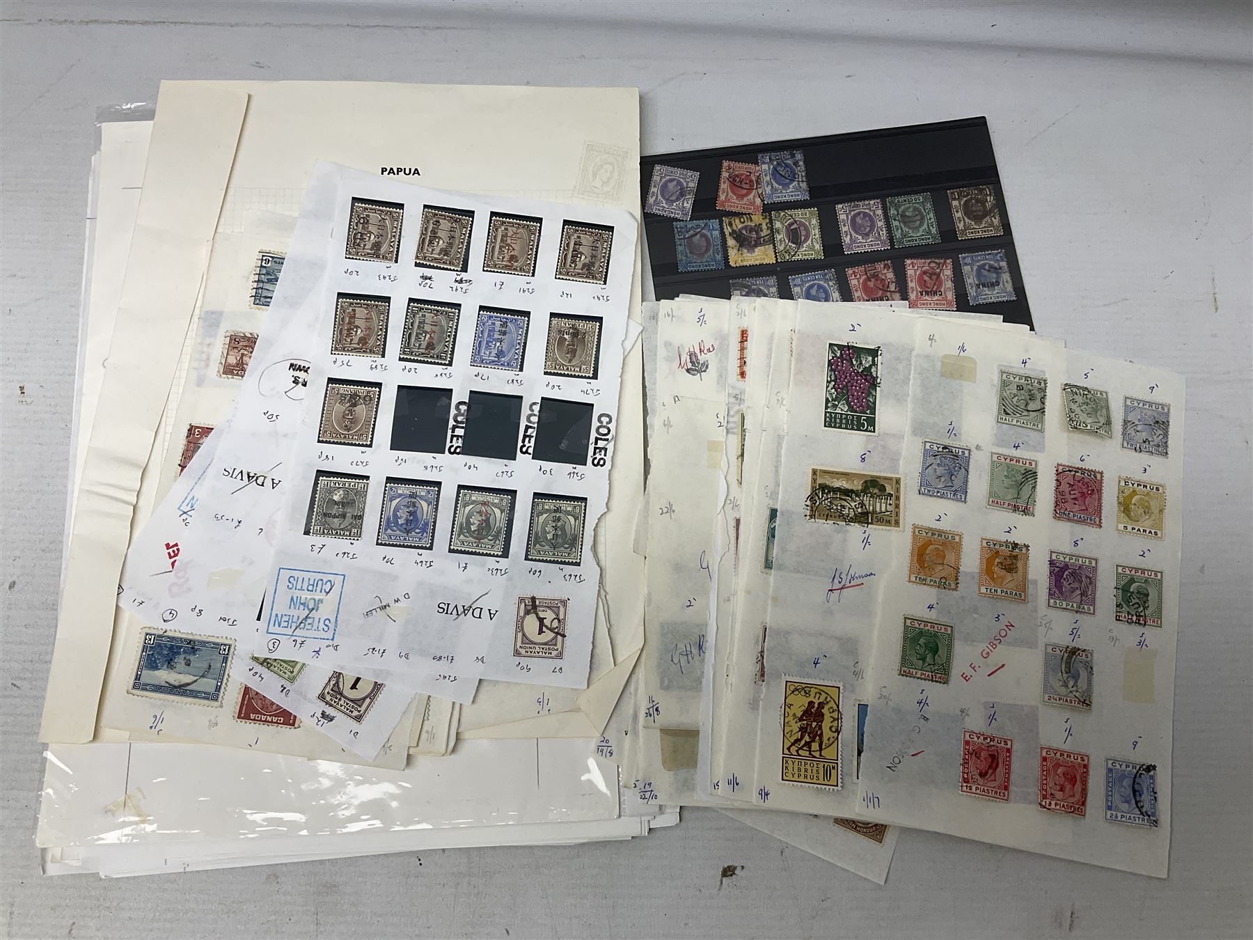 Stamps including various King George VI 8th June 1946 Victory, various 1923-1948 Silver Wedding, Malaya, Cyprus, China overprints on Hong Kong etc, housed on stockbook/album pages 