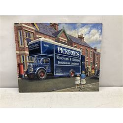 Robert Nixon (British 1955-): 'Pickfords Removers & Storers' Van, oil on board signed 42cm x 52cm (unframed)