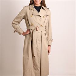Burberrys - vintage beige cotton gabardine trench coat, double-breasted with button fasten...