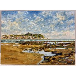 Peter Lapish (British 1937-): 'Rockpooling - South Bay Scarborough', acrylic on board signed, titled verso 20cm x 28cm (unframed)