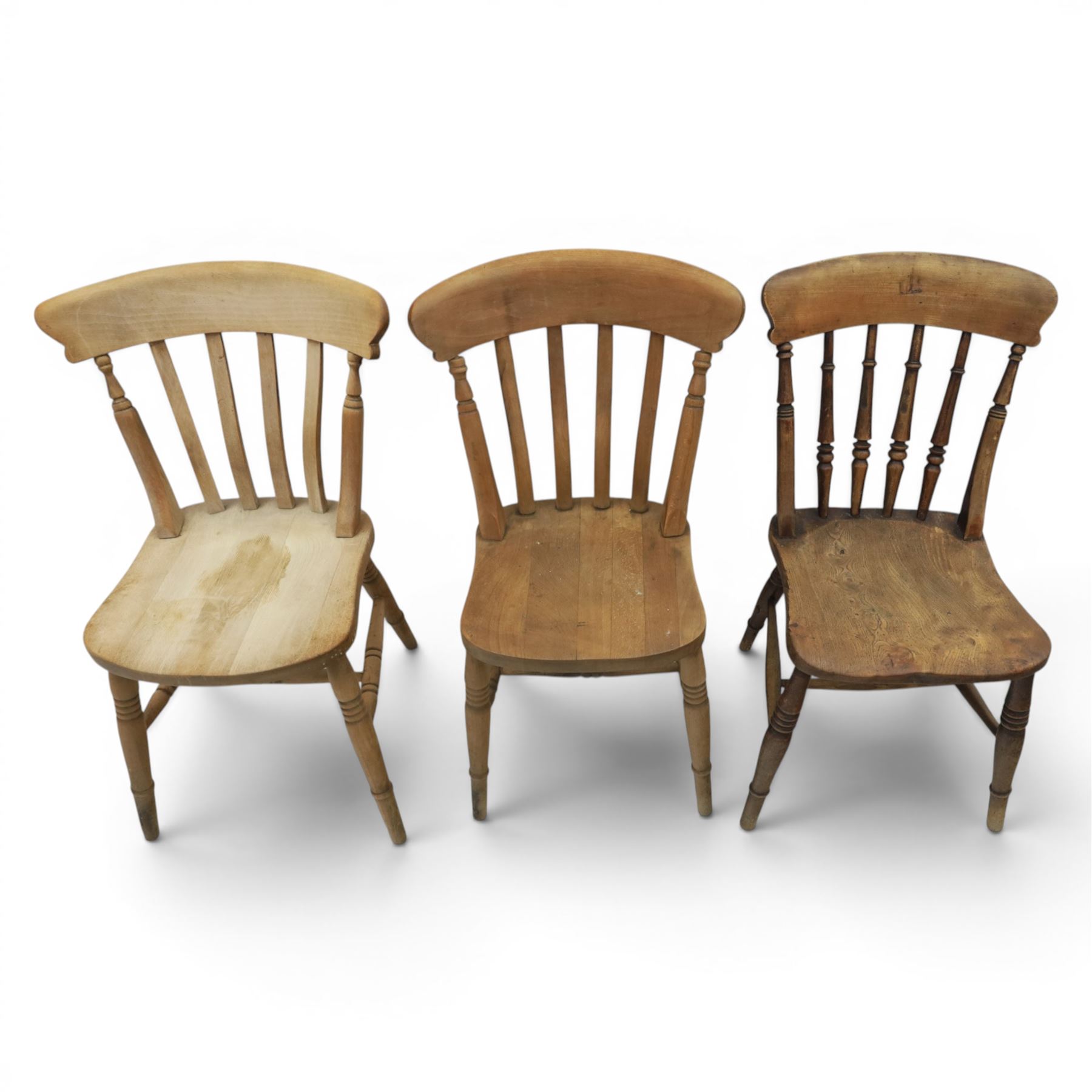 Six 19th century and later elm and beech farmhouse chairs