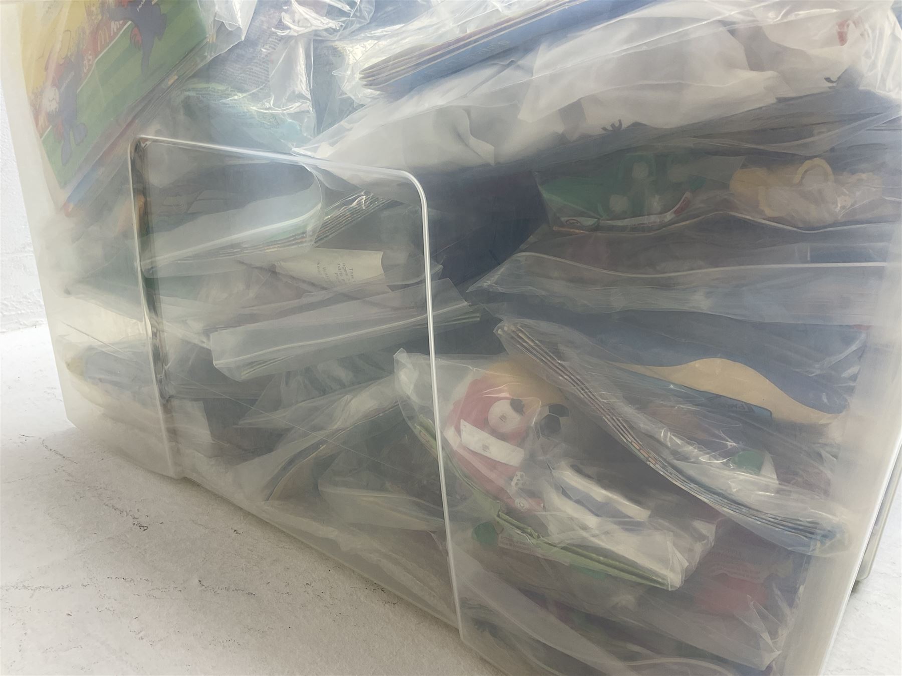 Large quantity of Mcdonalds toys to include Snoopy figures in two boxes