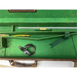 Leather fitted shotgun case L81cm, and a canvas fitted shotgun case with Hooton & Jones label, L83cm (2)