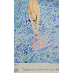  David Hockney (British 1937-): 'The Diver', original lithograph poster 'Olympische Spiele M1972, unframed, 99cm x 62.5cm  