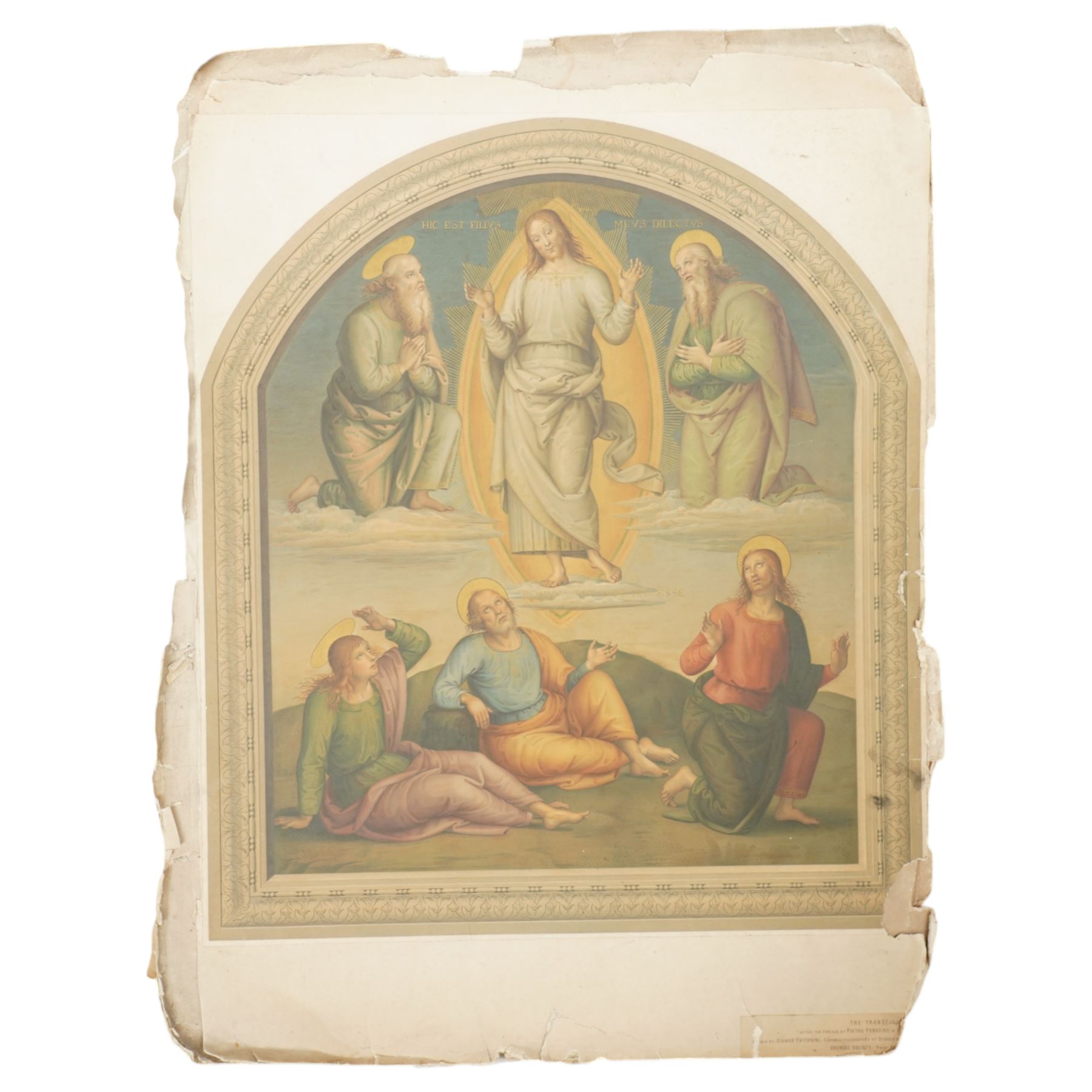'The Transfiguration' 'The Virgin and Child' and 'The Virgin and Child with Attendant Saints', three Arundel Society chromolithographs with large quantity of religious and landscape etchings and prints (unframed) (qty)