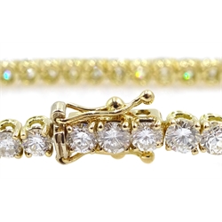 18ct gold round brilliant cut diamond line bracelet, hallmarked, diamond total weight approx 6.35 carat