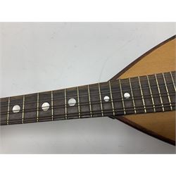 Italian mandolin, with foliate inlaid scratchplate, paper label inscribed 'Carlo Loveri & Figlio of Napoli', L62cm