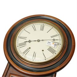American-early 20th century drop dial wall clock with a 20th century quartz wall clock and small aneroid barometer.  