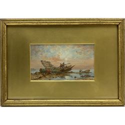 George Weatherill (British 1810-1890): Wreckage on the Shoreline, watercolour signed 11cm x 20cm
Provenance: North Yorkshire deceased estate