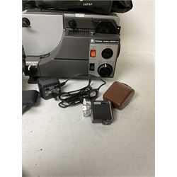 Sankyo Dualux-2000H projector, with cover, together with two vintage camera cases, etc
