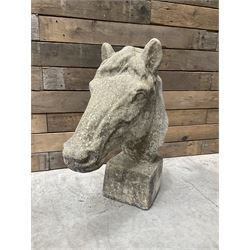 Cast stone horse head figure