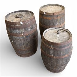 Three Rustic oak coopered barrels