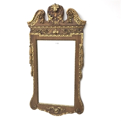 Georgian style walnut and gilt wall mirror, 55cm, 110cm