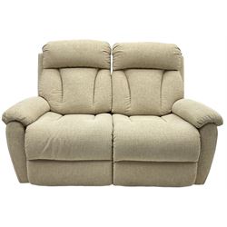 La-Z-boy - two-seat manual reclining sofa upholstered in neutral beige fabric