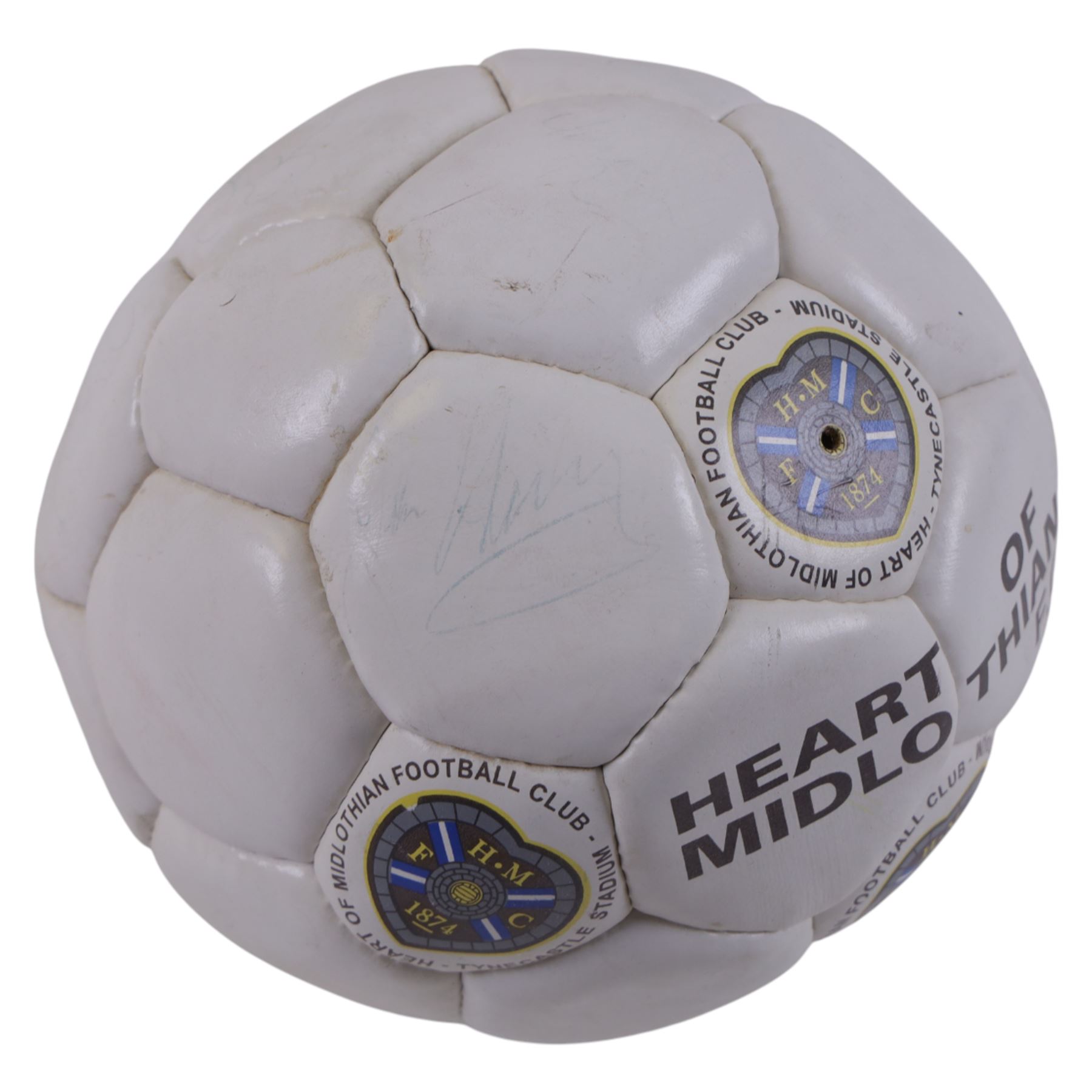 Four signed balls, including golf ball, signed at 2002 British open by Bernard Langer, Uni-Ball Basket Ball, signed by Edinburgh Rocks team 1998/99, football signed by Heart of Midlothian team, signed baseball and an unsigned Gunn & Moore cricket ball