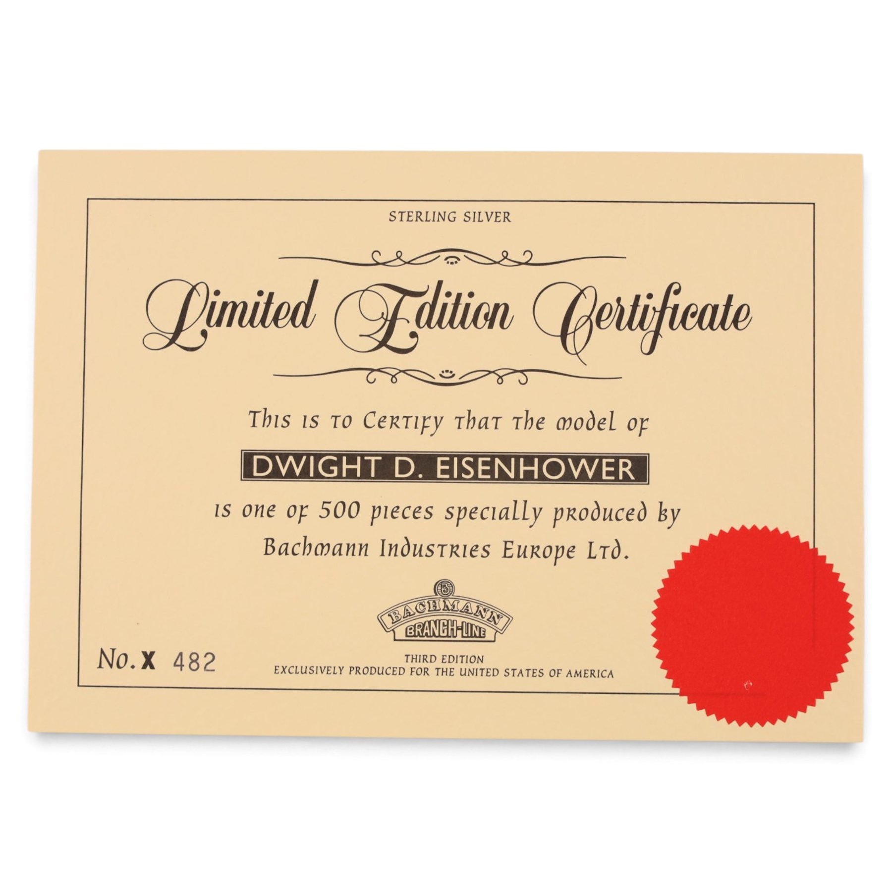 Limited edition 00 gauge Bachmann A4 Class 4-6-2 locomotive and tender 'Dwight D Eisenhower' no. 4496, in wooden presentation case with silver numbers and name plates and certificate of authenticity, limited edition no. 482/500