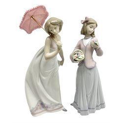 Two Lladro figures, comprising Afternoon Promenade no 7636 and Innocence in Bloom no 7644, tallest example H26cm