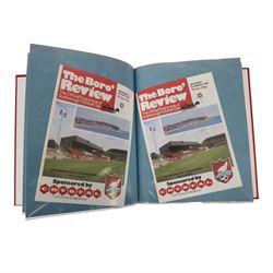 Comprehensive collection of approximately two-hundred Scarborough FC football programmes for the 1983/84, 1984/85,1985/86 and 1986/87 seasons, all filed within eight dedicated Scarborough FC red Home and Away binders 