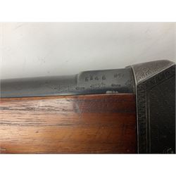 Manton .577/450 Martini Henry rifle, the 82.5cm smooth bored barrel proofed for shot, two barrel bands and bayonet fitting, engraved action with side safety, figured walnut stock with chequered steel butt plate, complete with ramrod, NVN other than 5346 on barrel, L125cm