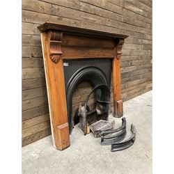Gallery Collection open fireplace - Victorian design cast iron fire inset with polished pine surround