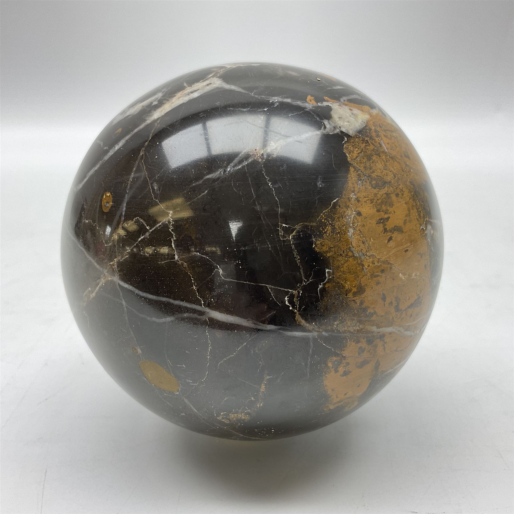 Brown mottled marble sphere,  with earthy undertones, D10cm