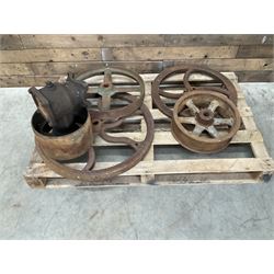 Various cast iron implement wheels