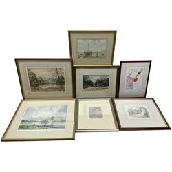 Two George 'Griff' Griffiths watercolours, and a quantity of further watercolours and prints (11)