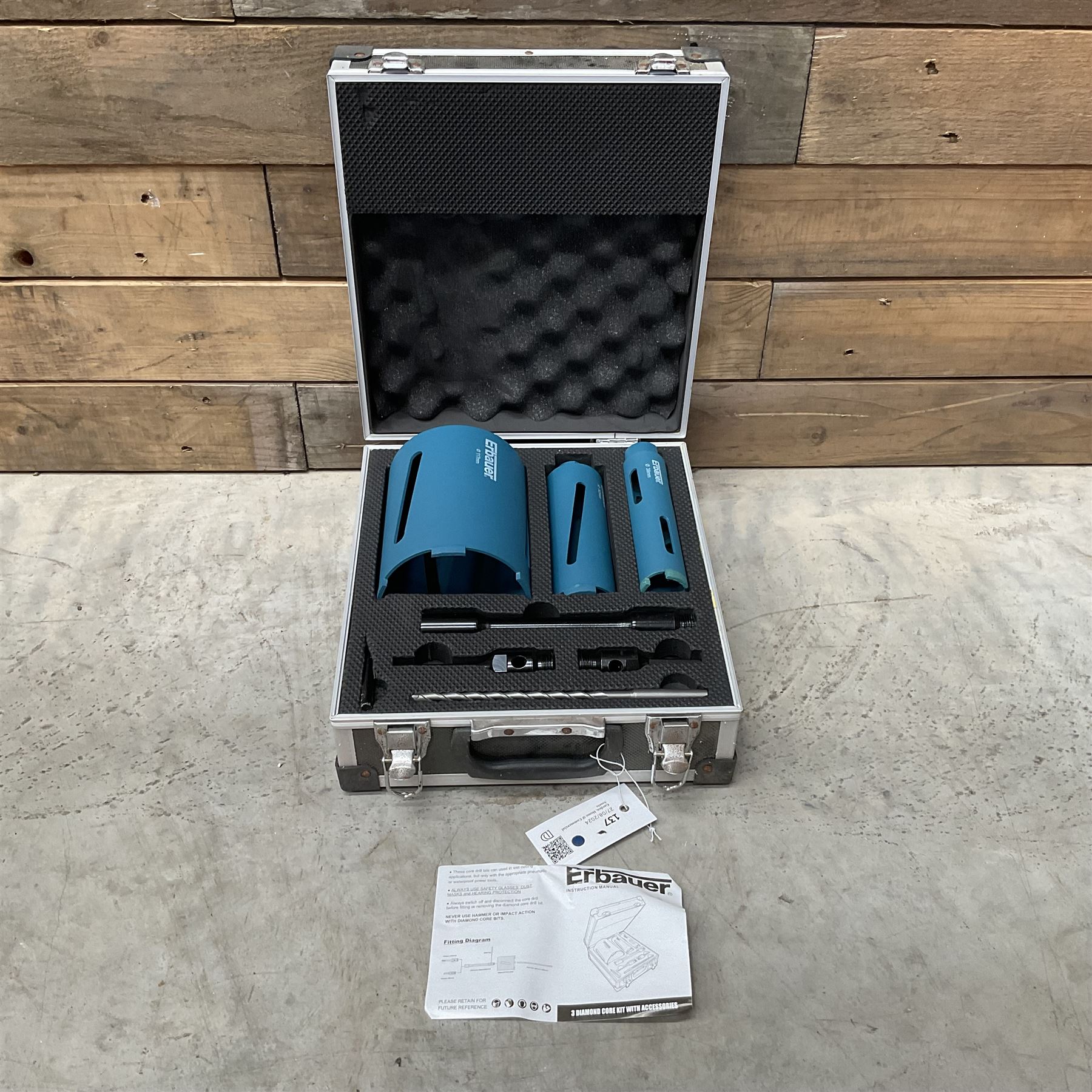 Erbauer core drill bit set, cased